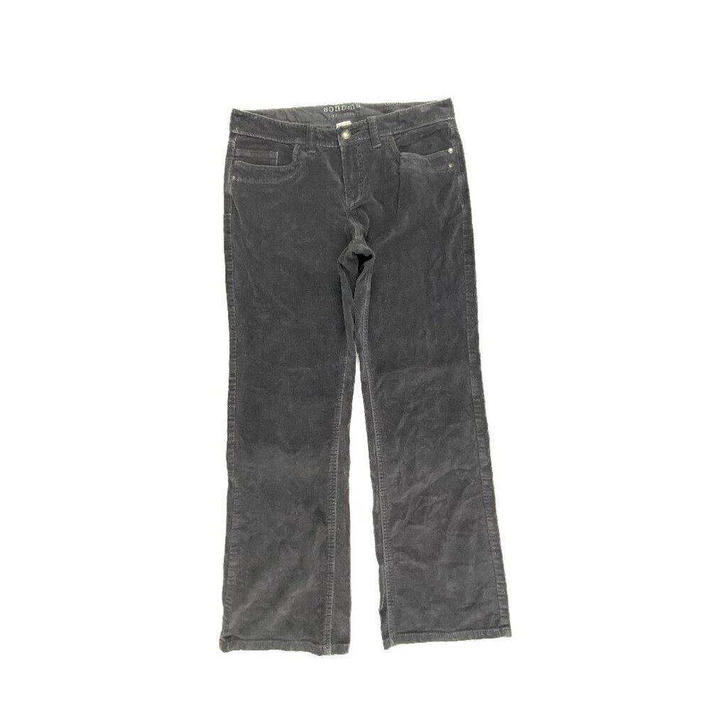Sonoma Original Boot Pants Women 10 Gray Corduroy Bootcut Mid Rise‎ 7410
